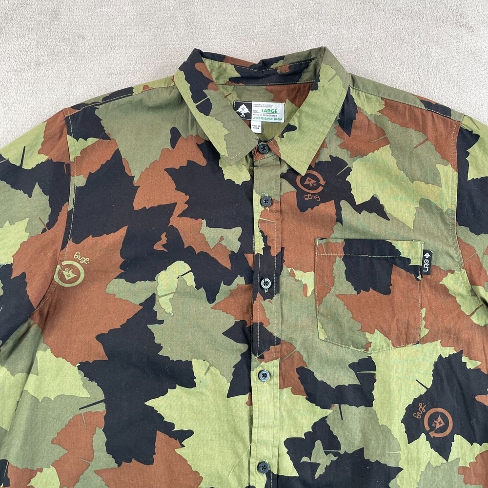 Lifted Research Group Shirt Men Large Camo Hip Hop Skate Short Sleeve NWOT
